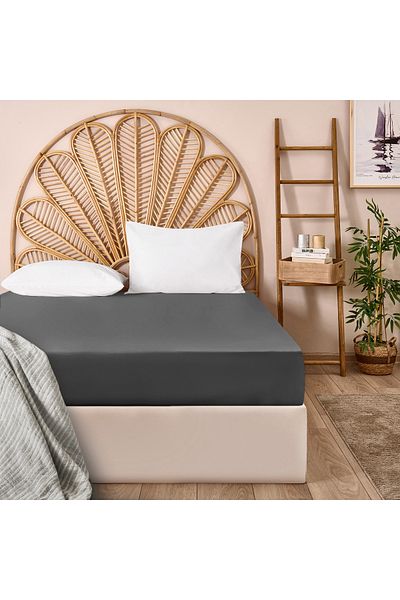 Evidea Soft Double Flat Edge Bed Sheet - Gray - 260X270 cm