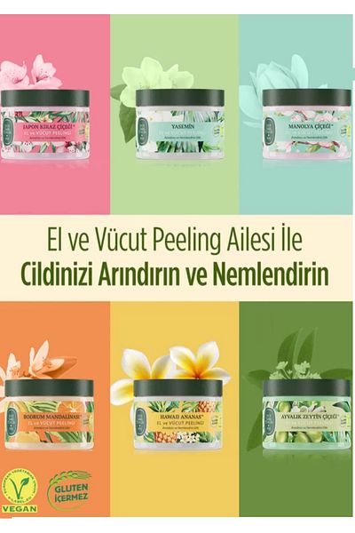 Eyüp Sabri Tuncer 6 Pieces Peeling - Ayvalık Olive Flower, Bodrum Tangerine, Hawaiian Pineapple, Cherry Blossom, Magnolia and Jasmine