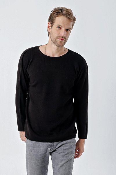 CHUBA Men's Crew Neck Standard Fit Regular Fit Thessaloniki Knit Knitwear Sweater Black 24W203