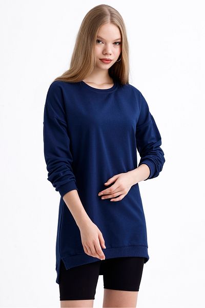 MD trend Women's Crew Neck Long Back Casual Tunic Sweatshirt