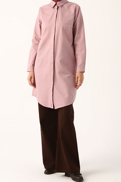 ALLDAY Open Gül01 Hidden Placket Cotton Shirt Tunic