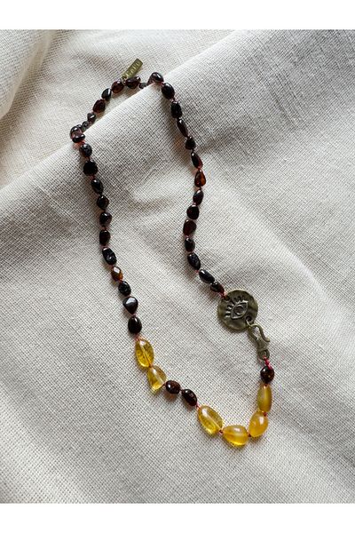CAPO by Aytaç Yamaç Special Design Evil Eye Repellent Drop Adult Amber Necklace