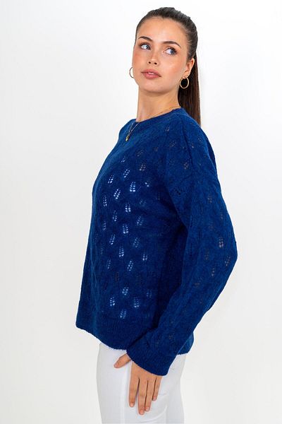 CHUBA Women's Wide Fit Wool and Moher Blended Soft Textured Openwork Sweater Saks 24w142