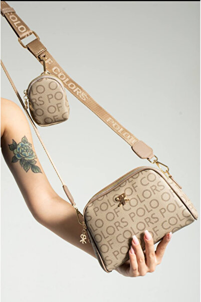 eflanmoda Polo of colors bej rengi mini cüzdanlı  çapraz kullanıma uygun omuz...