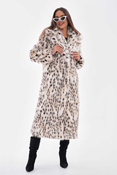 NAVY ДОВГА КУРТКА ЗІ СНІГОВОГО ЛЕОПАРДА