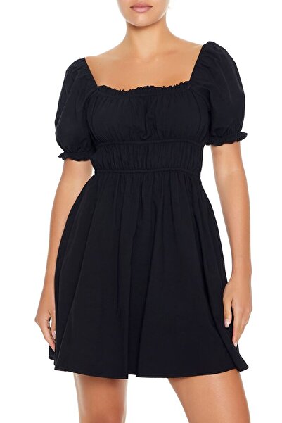 Forever 21 Volanlı Karpuz Kol Mini Elbise