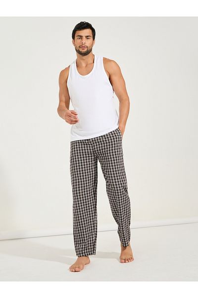 Styli Checkered Woven Straight Pyjama with Drawstrings