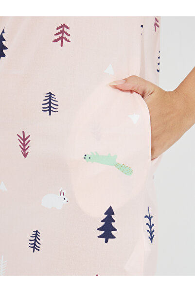 Take Two By Styli Graphic Print Sleep T-Shirt Dress with Side Pocket