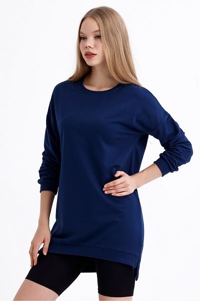 MD trend Women's Crew Neck Long Back Casual Tunic Sweatshirt