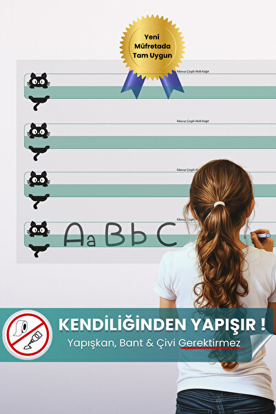 Pi Papers Kedili Kılavuz Çizgili Yazı Tahtası, Yeni Müfredata Uygun, İz Bırak...