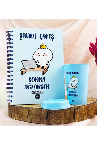 Gift Moda Şimdi Çalış Sonra Ağlarsın Tasarımlı Konuşan Ajanda Ve Kahve Bardağ...