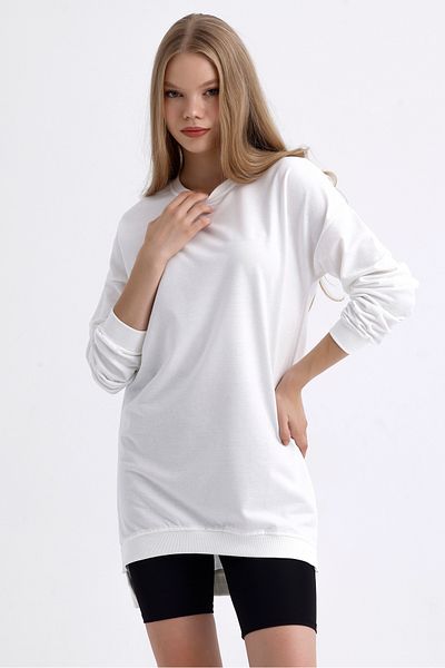 MD trend Women's Crew Neck Long Back Casual Tunic Sweatshirt