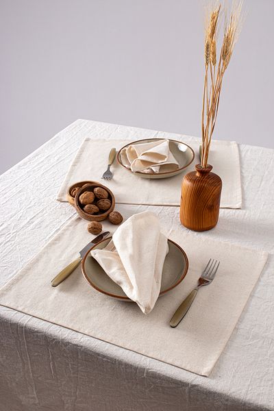 Wellstil Textura | Set 2 servetele de loc din in crud organic 35x45cm