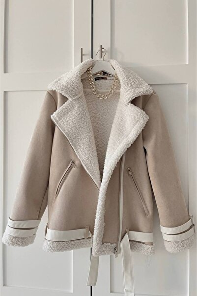 Afiş Butik Prémiový vnitřní plyšový vnější semišový kabát