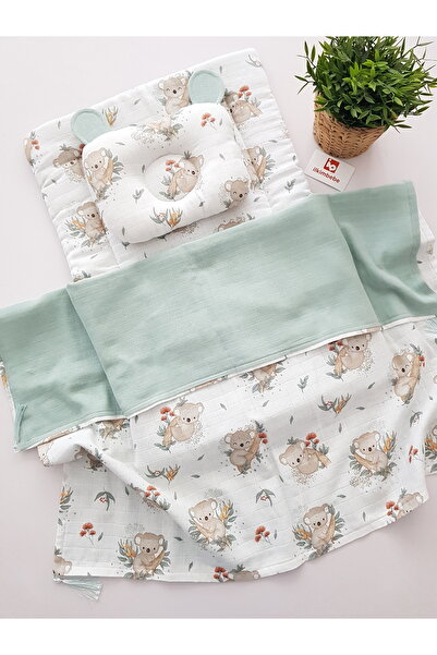 ilkimbebe طقم حفاضات أطفال مع بطانية - وسادة، موسلين، حديثي الولادة، سرير الأ...