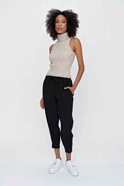 CHUBA Women's Turtleneck Ribbed Sleeveless Melange Knitwear Sweater Mink 23w315