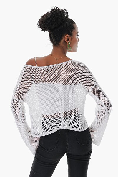 CHUBA Pulover de damă din bumbac tricotat cu plasă Bolero alb 23s1006