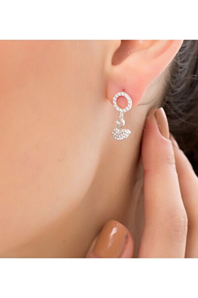 ADA LİFE GÜMÜŞ 925 Ayar Gümüş KUĞULU KÜPE RODYUM