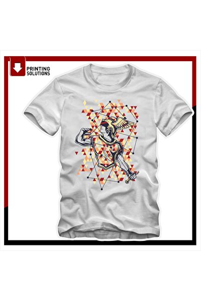 Auras Baskı Hermes_Greek_Yunan_Tanrısı / Unisex Regular T-Shirt / DTF TRANSFER BASKILI