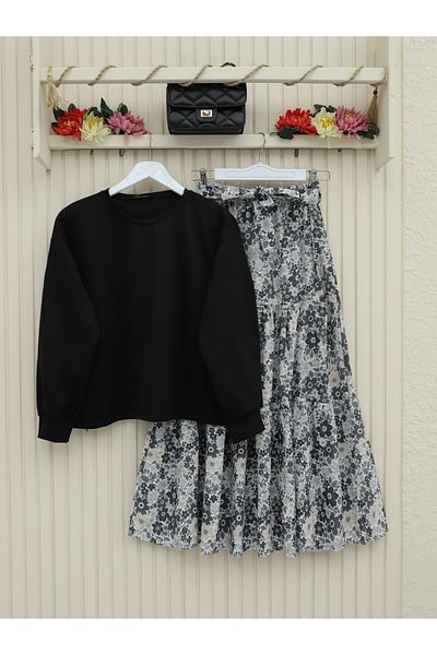 Modamorfo Doppelter Anzug mit Blumenmuster und Gürtel