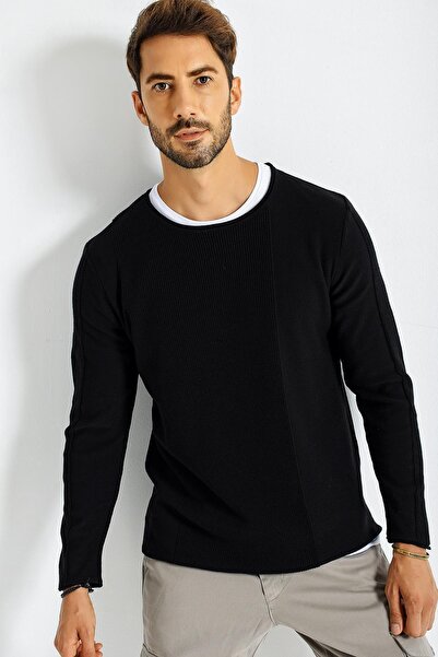 CHUBA Ανδρικό πουλόβερ με μοτίβο με λεπτό γιακά, αθλητικό πλεκτό πουλόβερ 21W306