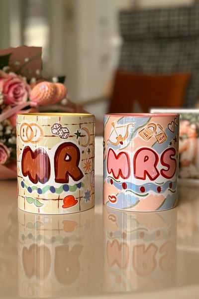 Hello Melody Design "Mr & Mrs" Original Design Digitally Printed 9.5X8Cm Mug Series