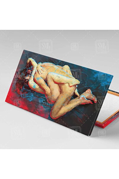 SML TABLO Sarılan Romantik Nü Çift Aşk Love Yatay Odası Enine Yatay Kanvas Tablo