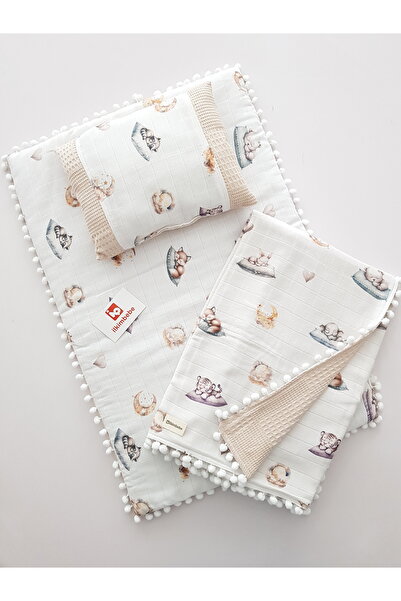 ib ilkimbebe طقم حفاضات أطفال مع بطانية - وسادة، موسلين، حديثي الولادة، سرير ...