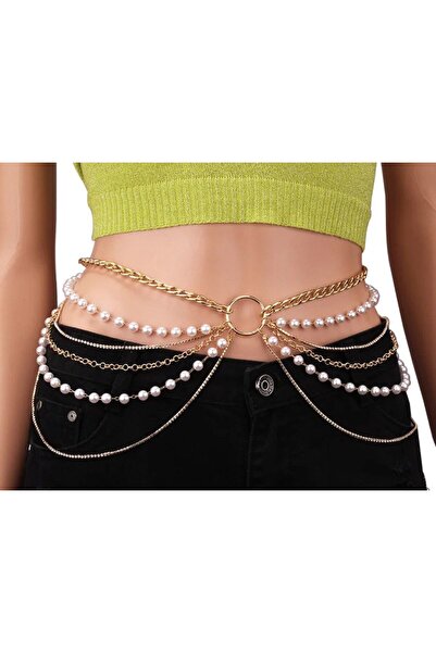 Genel Markalar Şık Taşlı Zincir Bel Kemer ile Tarzınıza Işık Katın