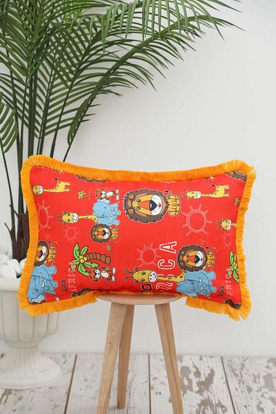 Aisha's Design غطاء وسادة للأطفال بتصميم أفريقي مهدب مقاس 50 × 30 سم - k-405