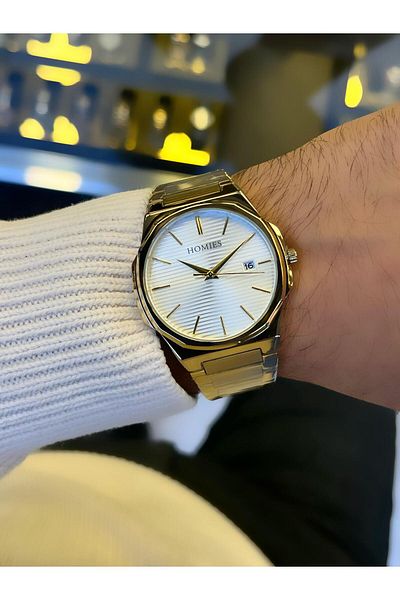 Homies Homi̇es Yellow Color Men's Wristwatch Steel Cord 2 Years Warranty