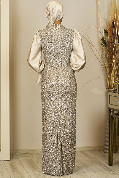 Genel Markalar Balon Kollu Pul Payetli Azra Abiye