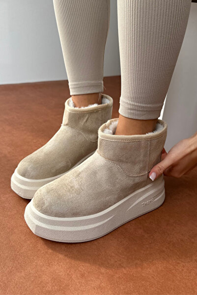 Mupa Shoes Γυναικείες Μπότες Μπεζ Suede