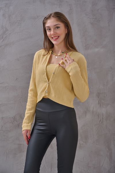 SHUGAA Women's Pearl Button Detail Dual Top Set