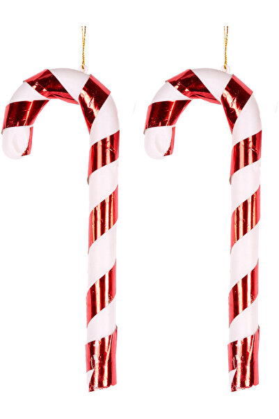 Herdekora Set de 2 bastoane ornamentale roșu-alb de 8x21 cm pentru Anul Nou