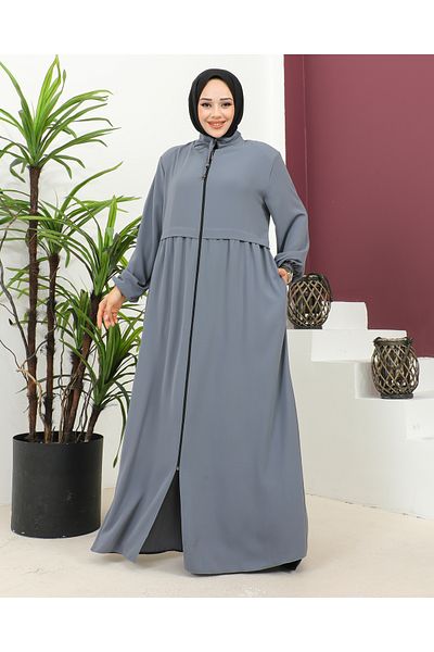 Nevayla Moda Gray Crepe Ferace - Plus Size