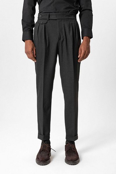 Antioch Anthracite High Waist Pleated Technical Men's Trousers