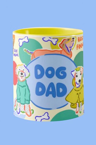Hello Melody Design Mug "DOG DAD" from Hello Melody mug series - Original design digital printing mug 9.5x8 cm