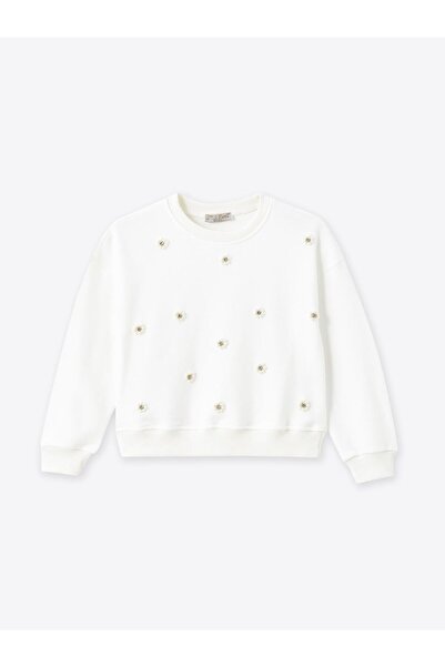 Little Star Kız Çocuk İnci Detaylı Sweatshirt