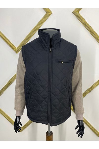 Sadık Collection Мъжки класически студоустойчив и ветроустойчив ватиран жилет от полар 1552