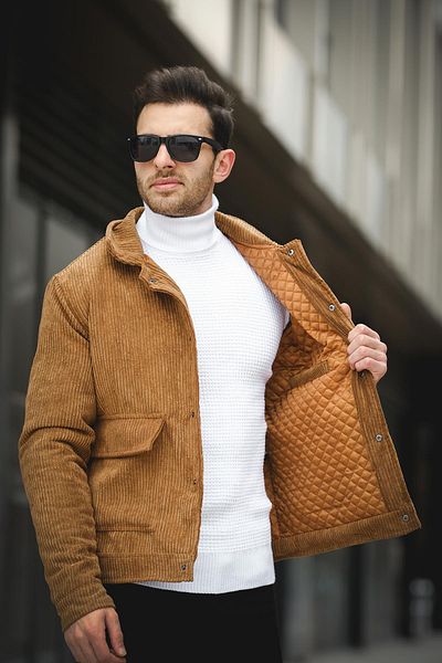 Oksit Κοντό ανδρικό βελούδινο μπουφάν Elia Jacket με ίνες στο εσωτερικό