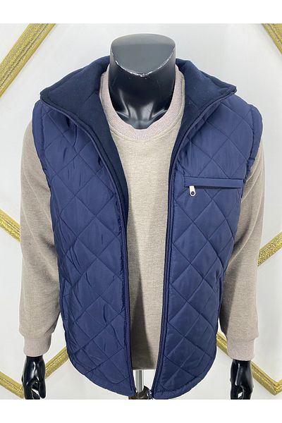Sadık Collection Мъжки класически студоустойчив и ветроустойчив ватиран жилет от полар 1552