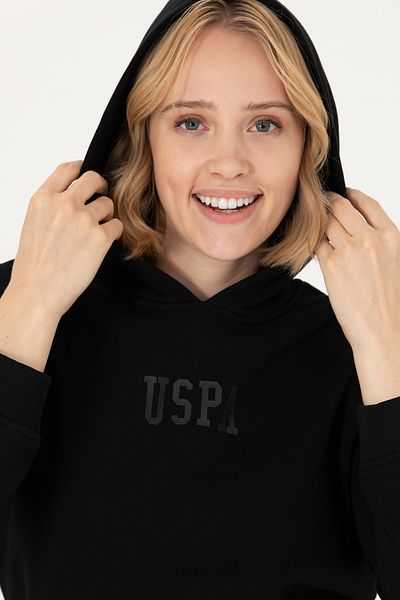 U.S. Polo Assn. Hanorac de bază cu glugă neagră de damă 50271557 -VR046