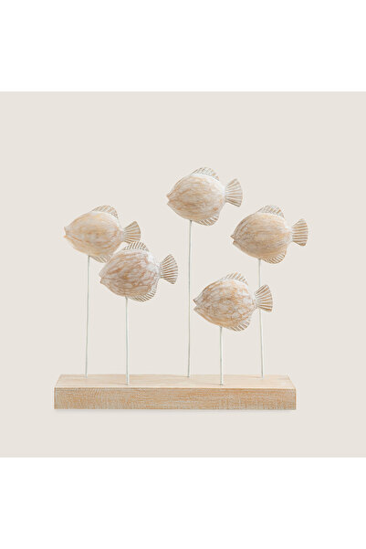 Chakra Okyanusta Balıklar Dekoratif Obje 39x41 Cm Natural