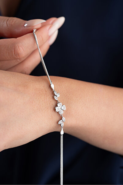 Silvano Jewelry 925 Ayar Gümüş Yaprak Yonca Bileklik