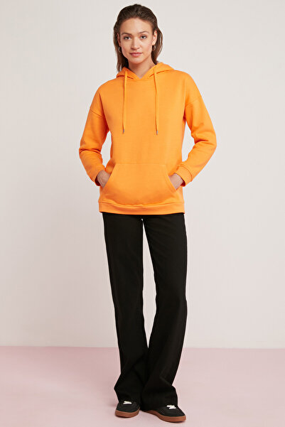 GRIMELANGE Sucely Women's Soft Orange Sweatshirt with Fleece Inside