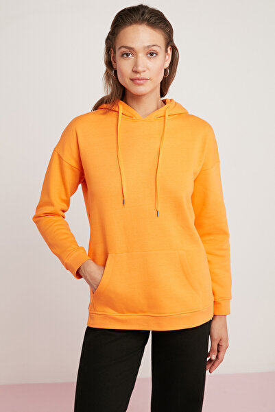 GRIMELANGE Sucely Women's Soft Orange Sweatshirt with Fleece Inside