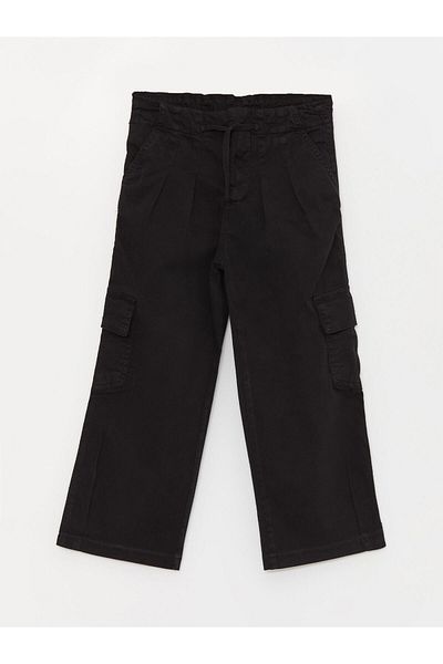 Little Star Girl's Pleated Cargo Pocket Jean Denim Trousers