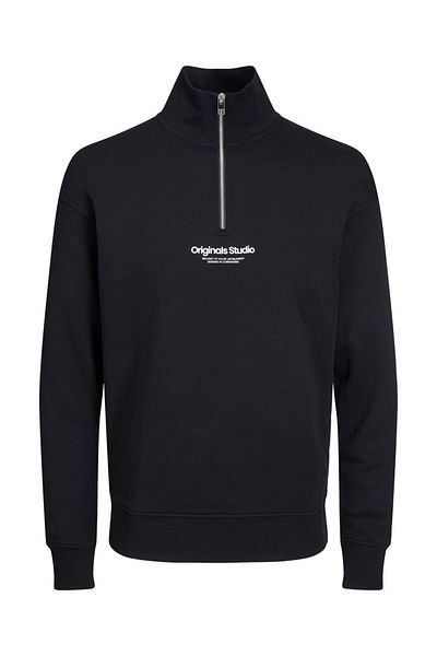 Jack & Jones Hanorac negru din bumbac pentru bărbați cu fermoar Jack&Jones 12241777