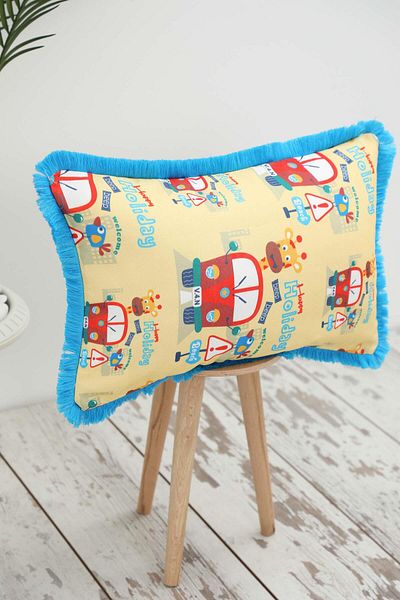 Aisha's Design Holiday Themed Children's Throw Pillow Cover with Fringed Edges 50X30 Cm,K-405